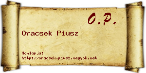 Oracsek Piusz névjegykártya